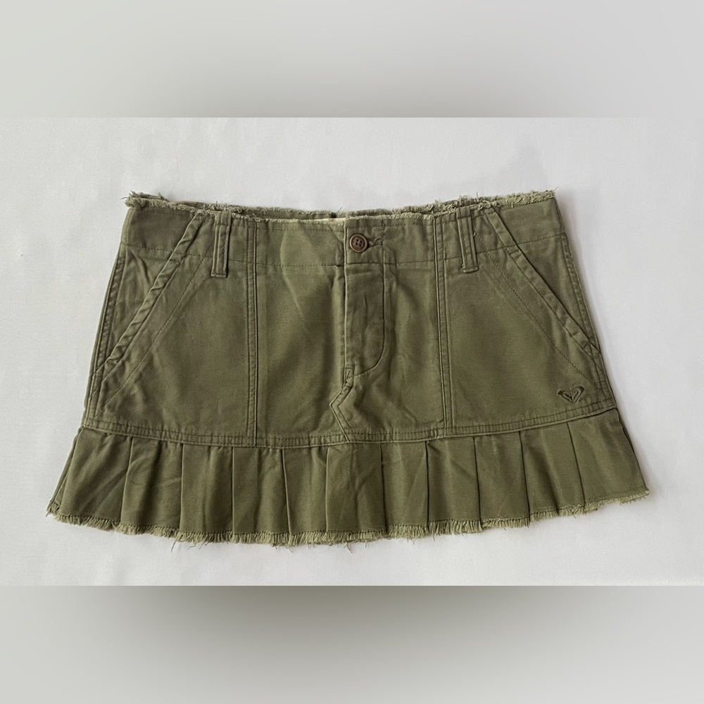 Roxy Olive Green Ruffled Mini Skirt